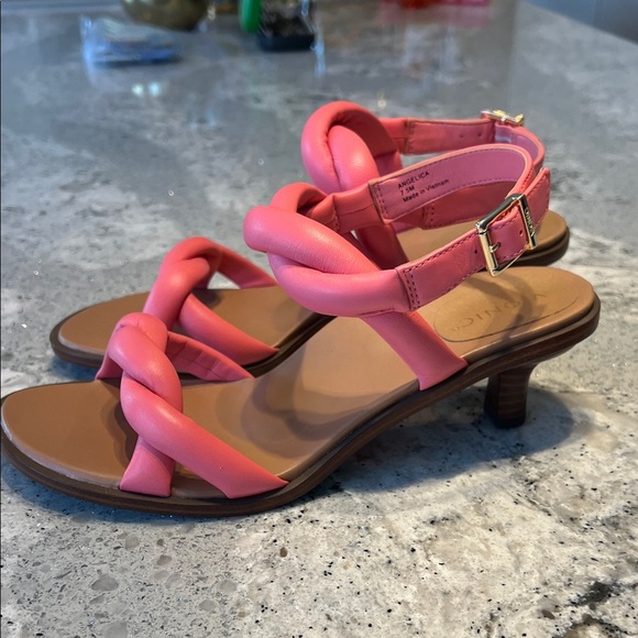 NWOB Vionic Angelica Pink Braided Kitten Heel Sandals - Picture 5 of 9